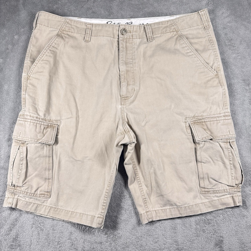 Men's Eddie‎ Bauer Khaki Cargo Shorts 40T Tall Legend Wash Classic Fit Cotton